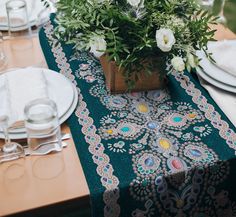 Дорожка на стол из рогожки "Все себе" Сапфир, 50 х 145