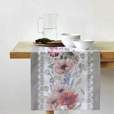 Дорожка на стол из рогожки "Все себе" Маки, 50 х 145