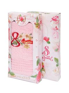 Подарочное махровое полотенце "Первоцвет-шоколадка" Розовый, 34 х 71 "Всё себе"