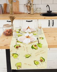 Дорожка на стол, рогожка "Всё себе" Авокадо 50х145