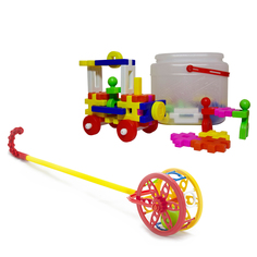 Развивающие игрушки Carolina Toys Каталка Колесо+Конструктор Малыш - 1 36 дет.
