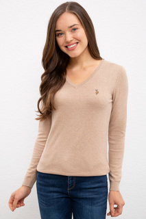 Пуловер женский U.S. POLO Assn. G082SZ0TK0TD02-BSK20 коричневый L