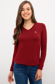 Пуловер женский U.S. POLO Assn. G082SZ0TK0TD02-BSK20 бордовый 2XS