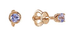 Серьги пусеты из красного золота с танзанитом Империал S0979-108 Imperial