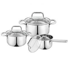 Набор кастрюль 20см, 24см и ковш 16см с крышками Pomi dOro P-640555 Vittoria