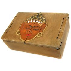 Шкатулка двухстворчатая с ликом Будды 18х12см Cocosmarket