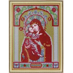Алмазная мозаика, 30*40 см, 050 "Икона Пр. Богородица Владимирская" No Brand