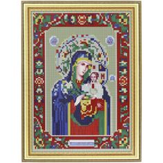 Алмазная мозаика, 30*40 см, 069 "Икона Об. Пр. Богородицы "Неувядаемый цв." No Brand