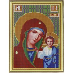 Алмазная мозаика, 30*40 см, 068 "Икона Пр. Богородица Казанская" No Brand