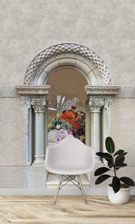 Фотообои Dekos Арка с цветами 194х270см (без винила и токсичных веществ, пожаробезопасные)