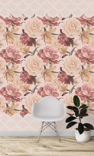 Фотообои Dekos Бежевые розы 194х270см (без винила и токсичных веществ, пожаробезопасные)