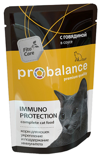 Влажный корм для кошек ProBalance Immuno Protection, с говядиной в соусе, 85г