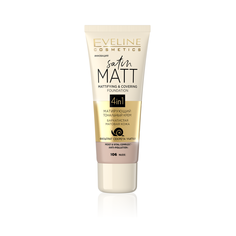Тональный крем Eveline Satin Matt тон 106 nude матирующий, фильтрат секрета улитки, 30 м