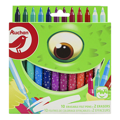 Фломастеры Auchan стираемые 12 цветов