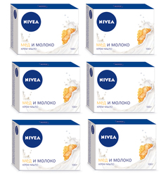 Крем-мыло NIVEA Молоко и мёд 100г, 6 шт в наборе