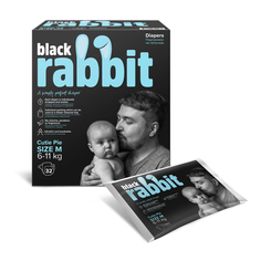 Подгузники на липучках Black rabbit 6-11 кг m 32 штуки