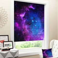 Римские шторы Олимп Текстиль Фиолетовое звёздное небо 140x170