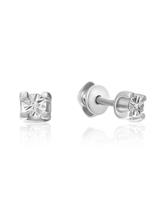 Серьги пусеты из серебра с бриллиантом SKAZKA Natali Romanovoi 52305
