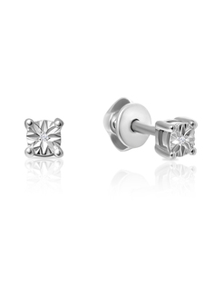 Серьги пусеты из серебра с бриллиантом SKAZKA Natali Romanovoi 52302