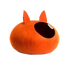 Домик для кошек и собак Zoobaloo WoolPetHouse с ушками L, оранжевый, 40x40x20см