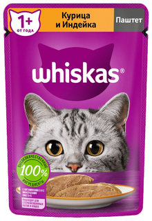 Влажный корм для кошек Whiskas паштет, курица, 75г