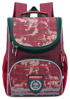 Рюкзак детский Grizzly RA-873-7 школьный с мешком красный