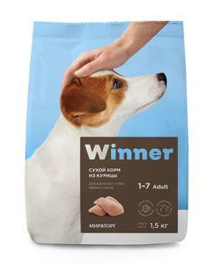 Сухой корм для собак Winner, для мелких пород, курица, 1,5 кг