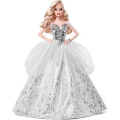 Кукла Barbie Коллекционная Праздник Блондинка в серебряном платье GXL21