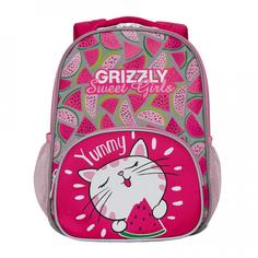 Рюкзак детский Grizzly RK-076-1 ярко-розовый - светло-серый