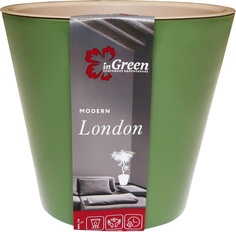 Горшок для цветов INGREEN London 12,6х11,3х12,6см, 1л оливковый
