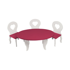 Набор мебели для кукол PAREMO PFD120-49 Шик стол + стулья, белый/ягодный