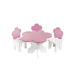 Набор мебели для кукол PAREMO PFD120-43 Цветок стол + стулья, розовый