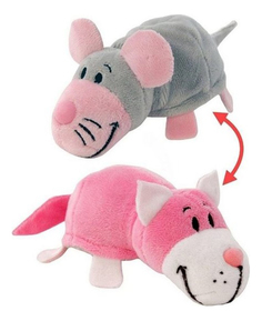 Мягкая игрушка 1 TOY Вывернушка плюшевая Розовый кот Мышь серая 12 см