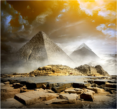 Картина на холсте с подрамником ХитАрт "Пирамиды" 80x74 см Модулка
