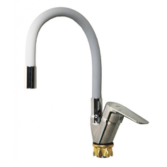 Смеситель для кухонной мойки VIKO 4168 боковой с серым гибким изливом Ø35 с гайкой