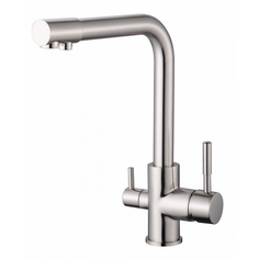 Смеситель для кухонной мойки VIKO 5054 боковой под фильтр (латунь) Ф35 с гайкой Silver