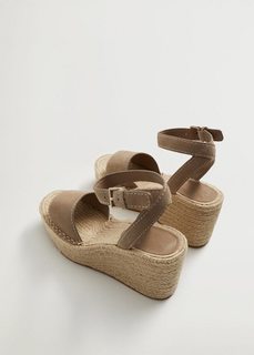 Кожаные босоножки на танкетке - Ibiza Mango