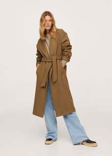 Пальто из шерсти с поясом - Bremel-i Mango