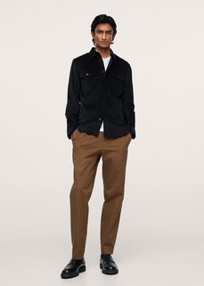 Вельветовая рубашка regular fit с карманом - Baku Mango