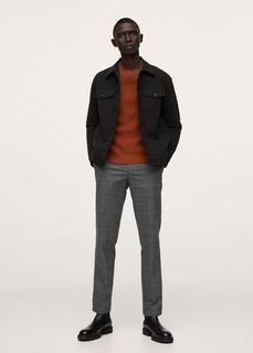 Хлопковые брюки slim fit в клетку - Brest Mango