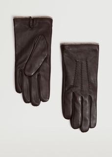 Полушерстяные перчатки с кожаными вставками - Zigzag Mango