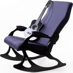 Мебелик Кресло- качалка Санторини ткань деним, каркас венге