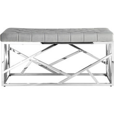 Банкетка-скамейка Stool Group Арт деко вельвет серый/сталь серебро Bench-016-GR