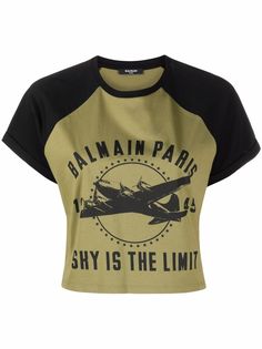 Balmain укороченная футболка с графичным принтом
