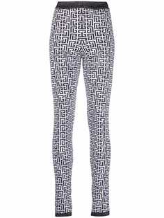 Balmain легинсы с блестками и монограммой