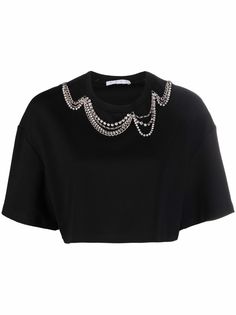 AREA crystal-embellished crop top