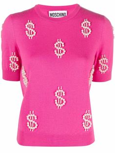 Moschino трикотажный топ с вышивкой