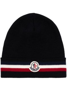 Moncler MONCLER CLASSIC STRIPE BEANIE LOGO HAT B