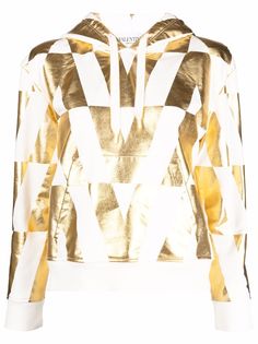 Valentino metallic monogram-print hoodie