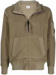 C.P. Company флисовая куртка на молнии с нашивкой-логотипом